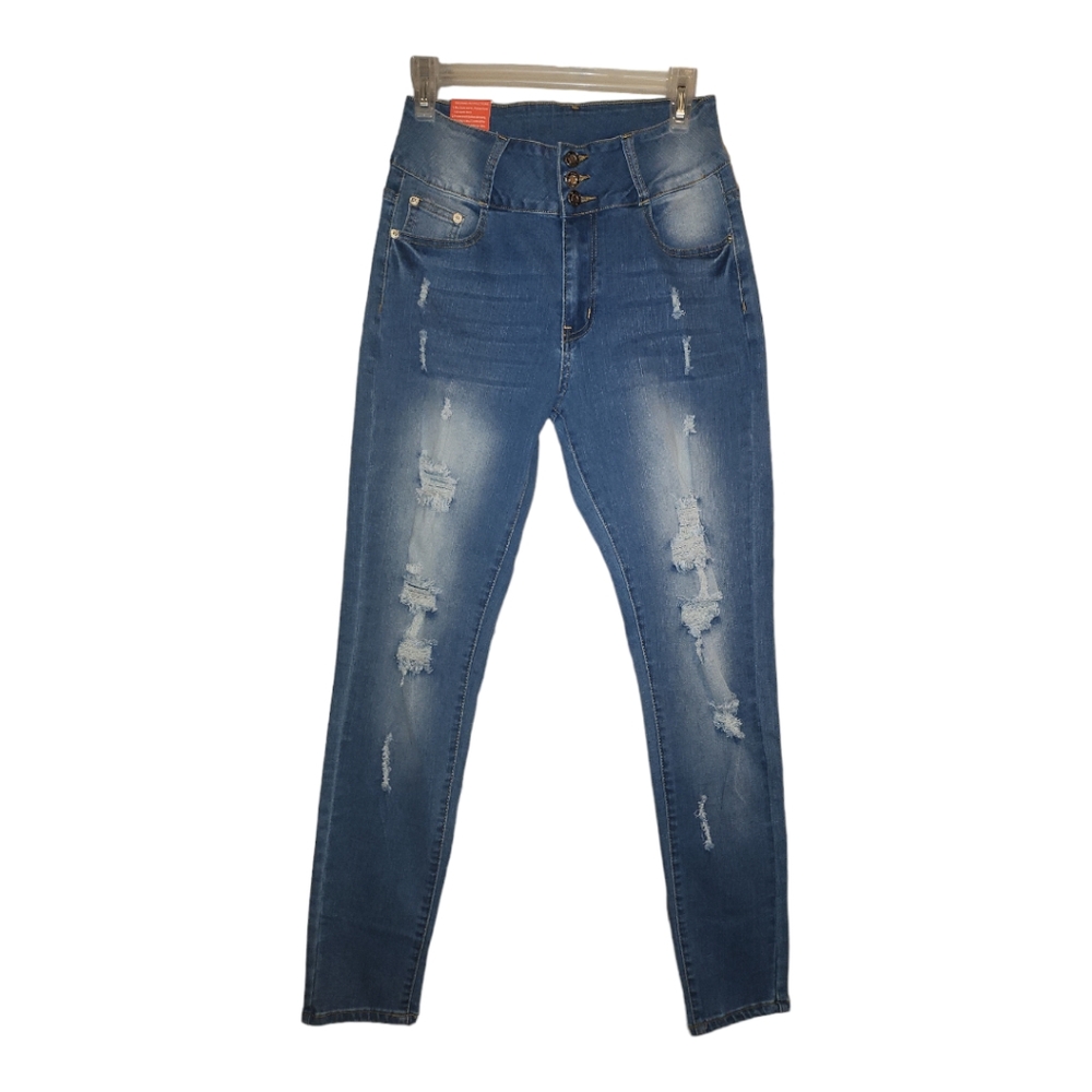 Medium Wash High Rise Distressed Jeans Size 6